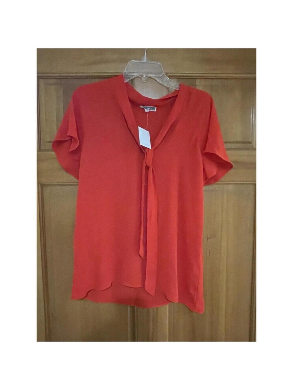 NWT Pleione Red Short Sleeve Top / Blouse M Medium light flowing